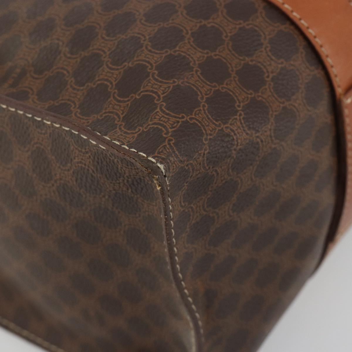 CELINE Macadam Canvas Tote Bag PVC Leather Brown Gold Auth ep14781