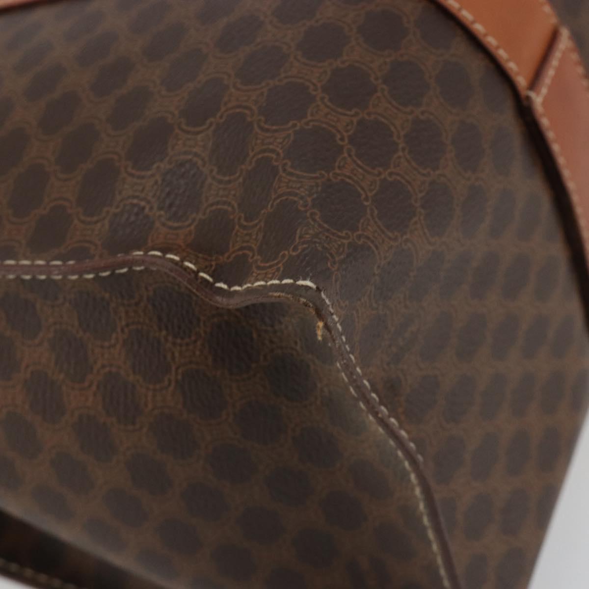 CELINE Macadam Canvas Tote Bag PVC Leather Brown Gold Auth ep14781