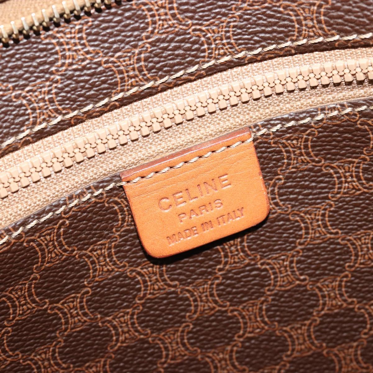 CELINE Macadam Canvas Tote Bag PVC Leather Brown Gold Auth ep14781