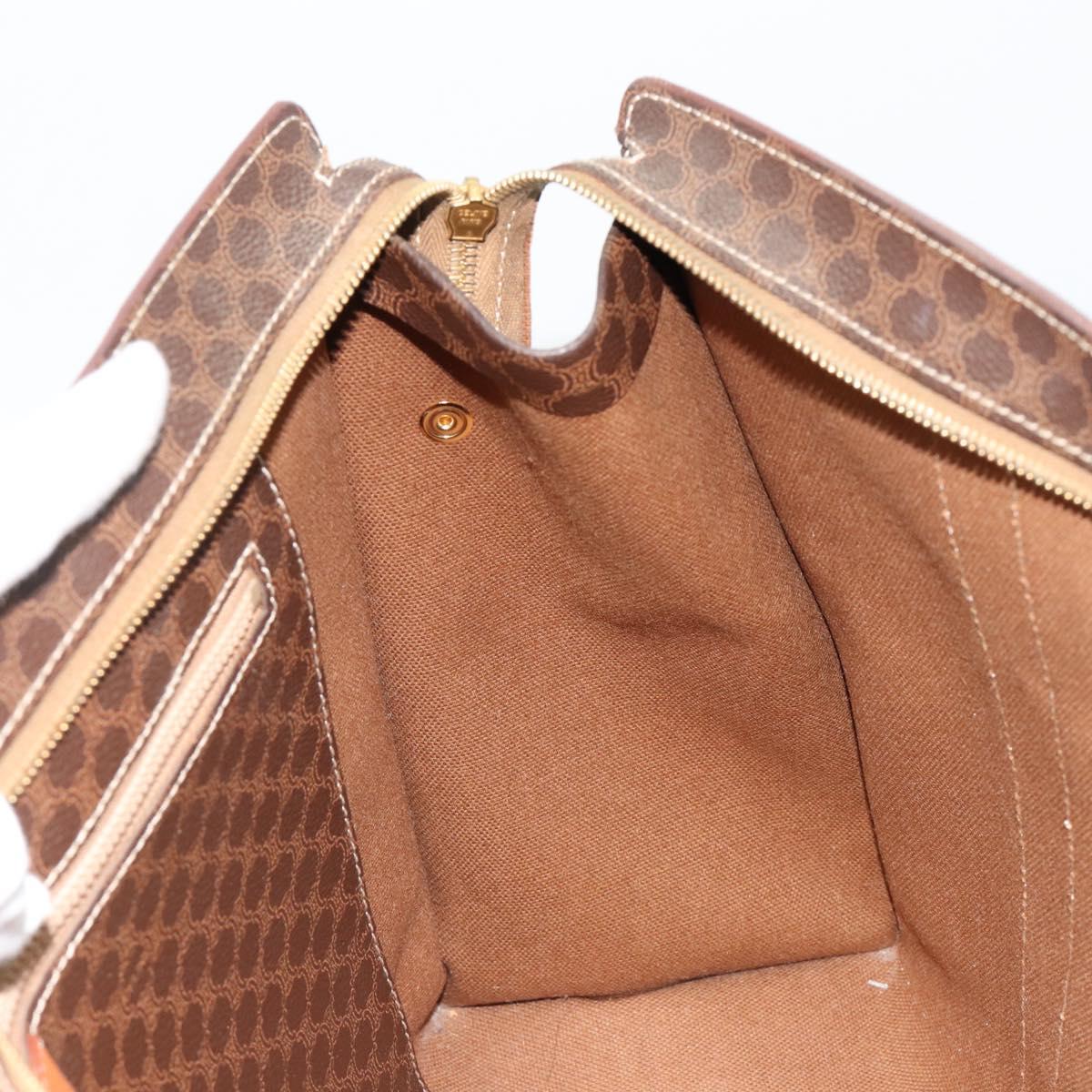 CELINE Macadam Canvas Tote Bag PVC Leather Brown Gold Auth ep14781