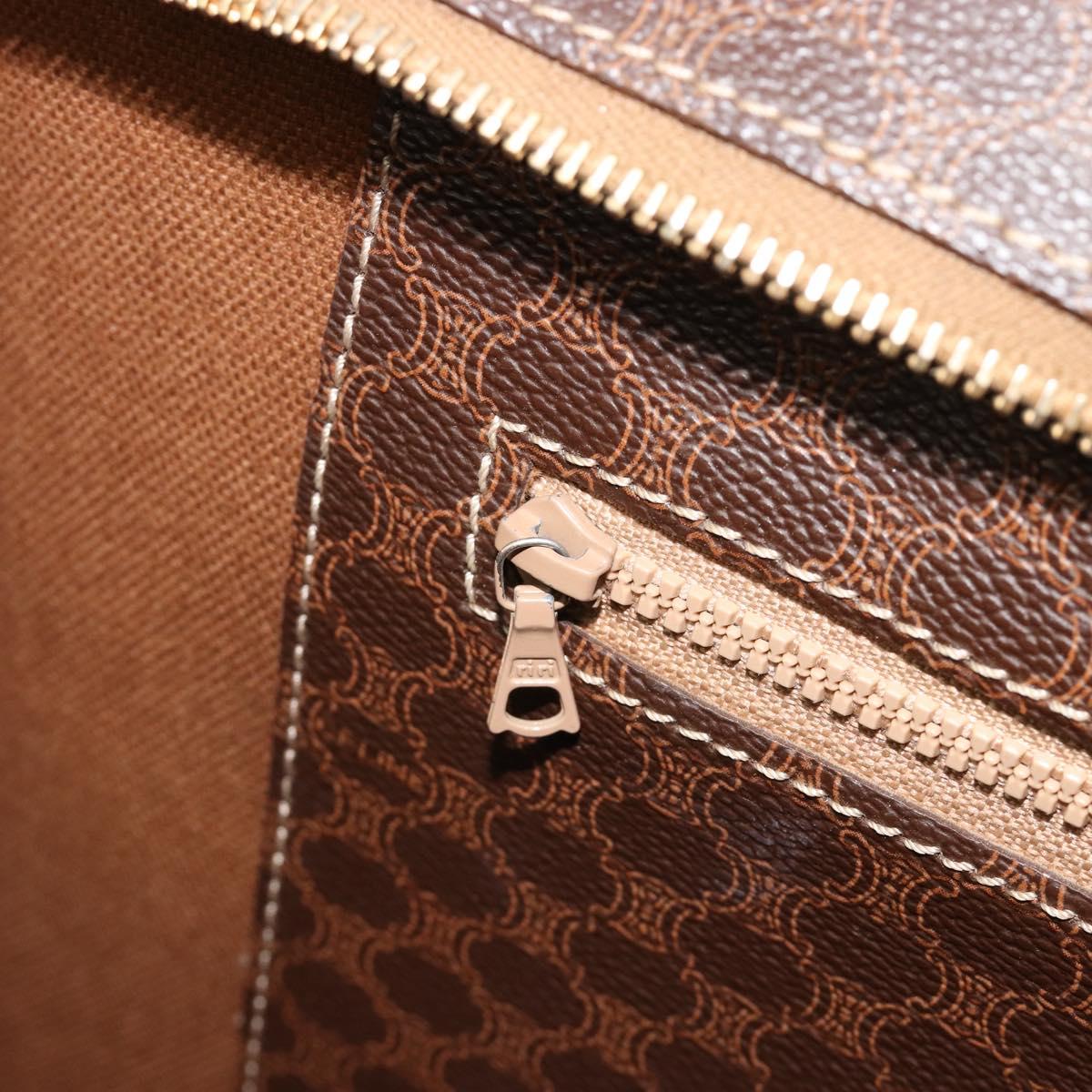 CELINE Macadam Canvas Tote Bag PVC Leather Brown Gold Auth ep14781