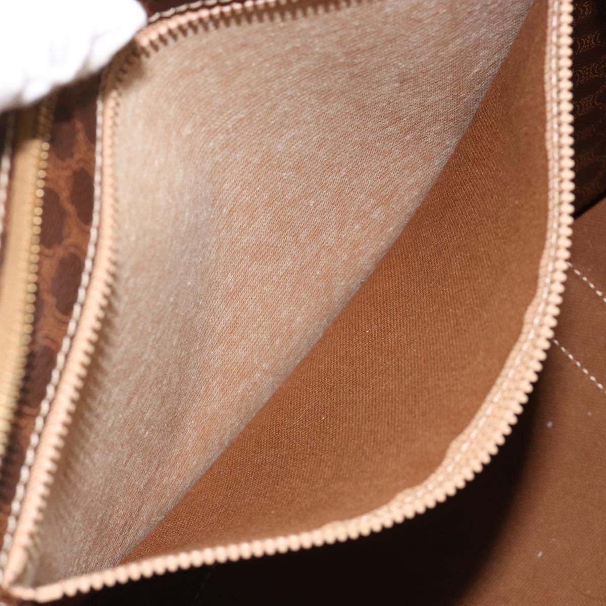 CELINE Macadam Canvas Tote Bag PVC Leather Brown Gold Auth ep14781