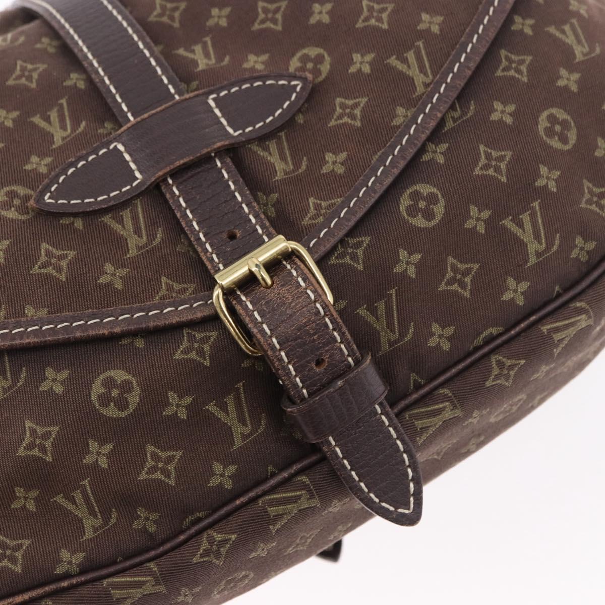 LOUIS VUITTON Monogram Mini Lin Saumur PM Bag Brown M95227 LV Auth ep14788A