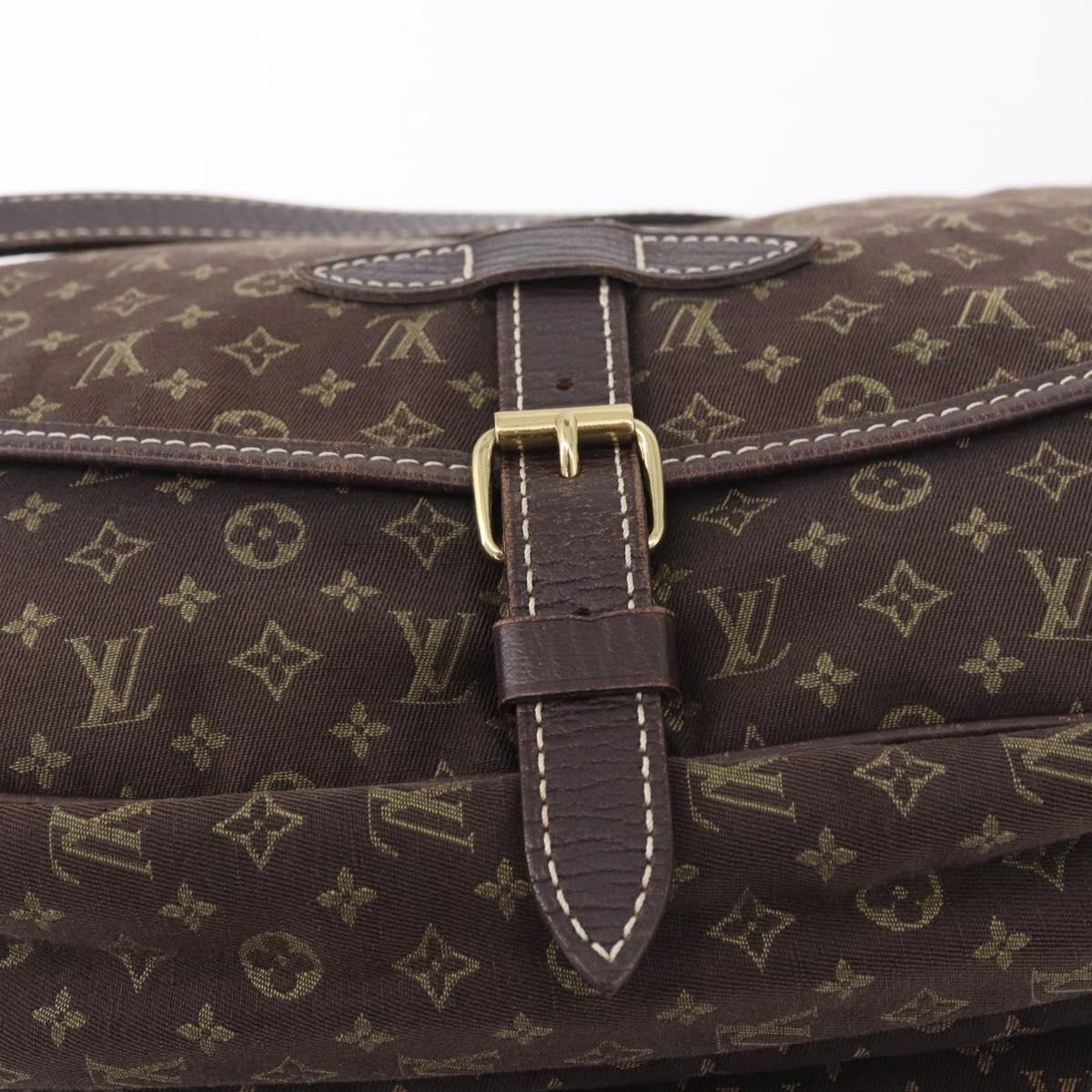 LOUIS VUITTON Monogram Mini Lin Saumur PM Bag Brown M95227 LV Auth ep14788A