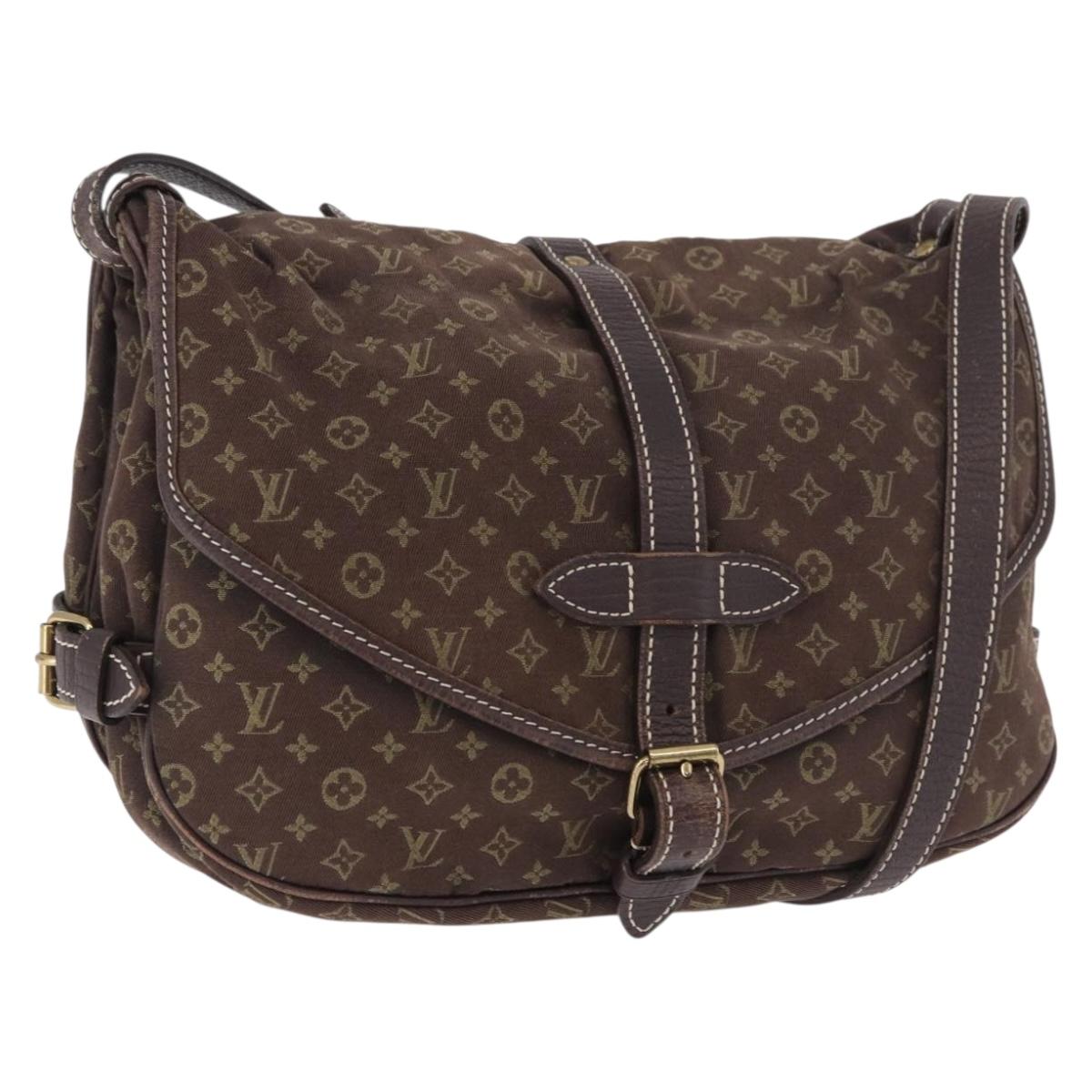 LOUIS VUITTON Monogram Mini Lin Saumur PM Bag Brown M95227 LV Auth ep14788A
