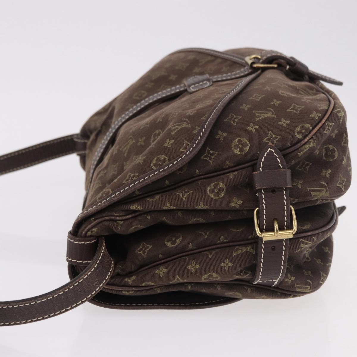 LOUIS VUITTON Monogram Mini Lin Saumur PM Bag Brown M95227 LV Auth ep14788A