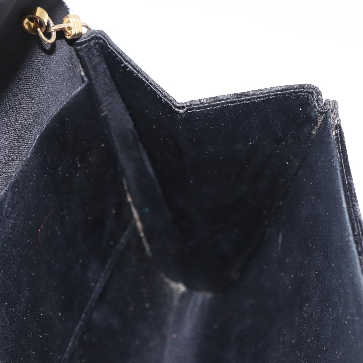 GUCCI Chain Shoulder Bag Velor Black Gold Auth ep14794