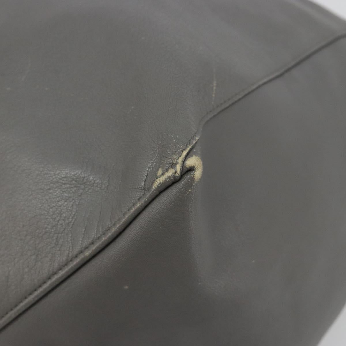 CELINE Horizontal Cabas Tote Bag Leather Gray Gold Auth ep14795