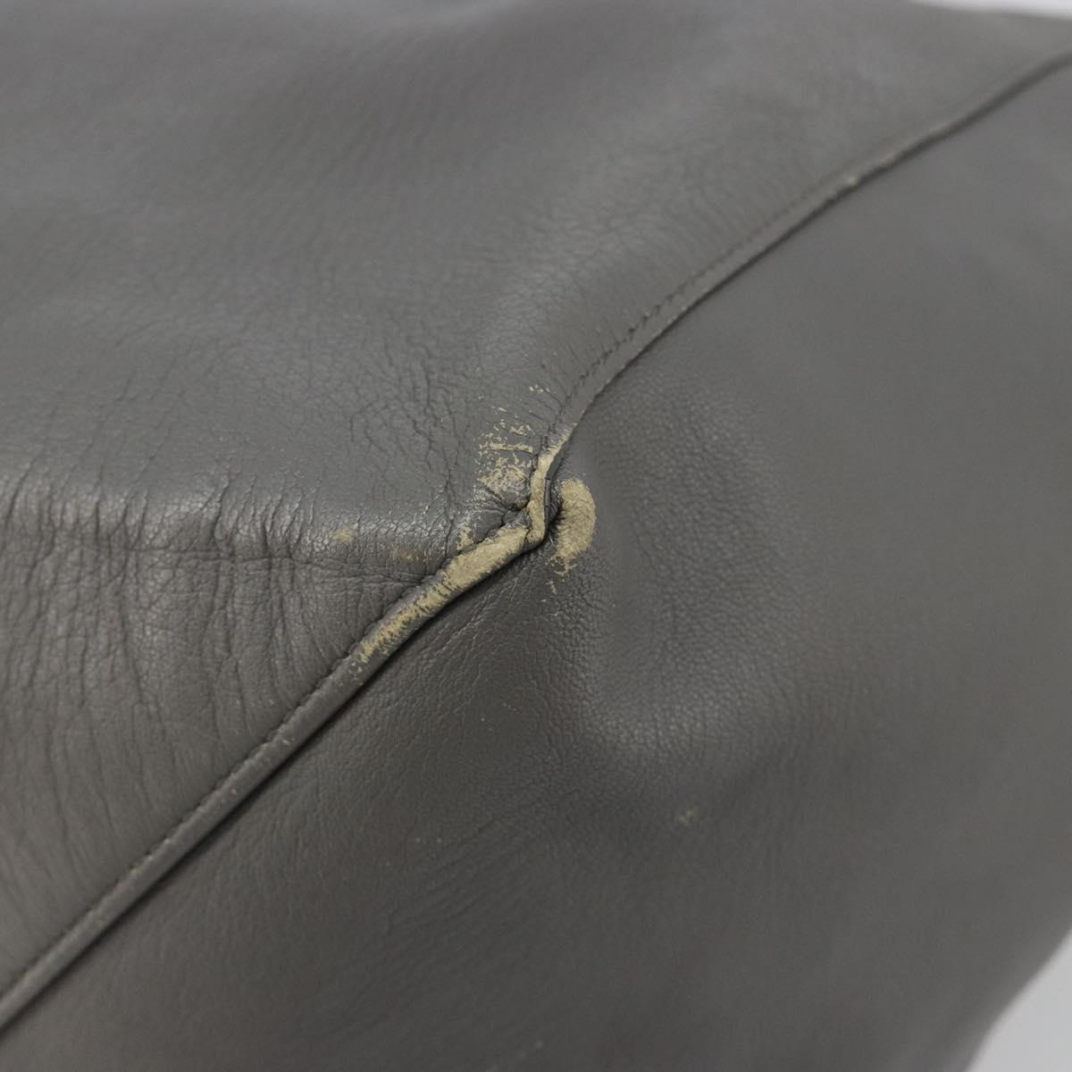 CELINE Horizontal Cabas Tote Bag Leather Gray Gold Auth ep14795