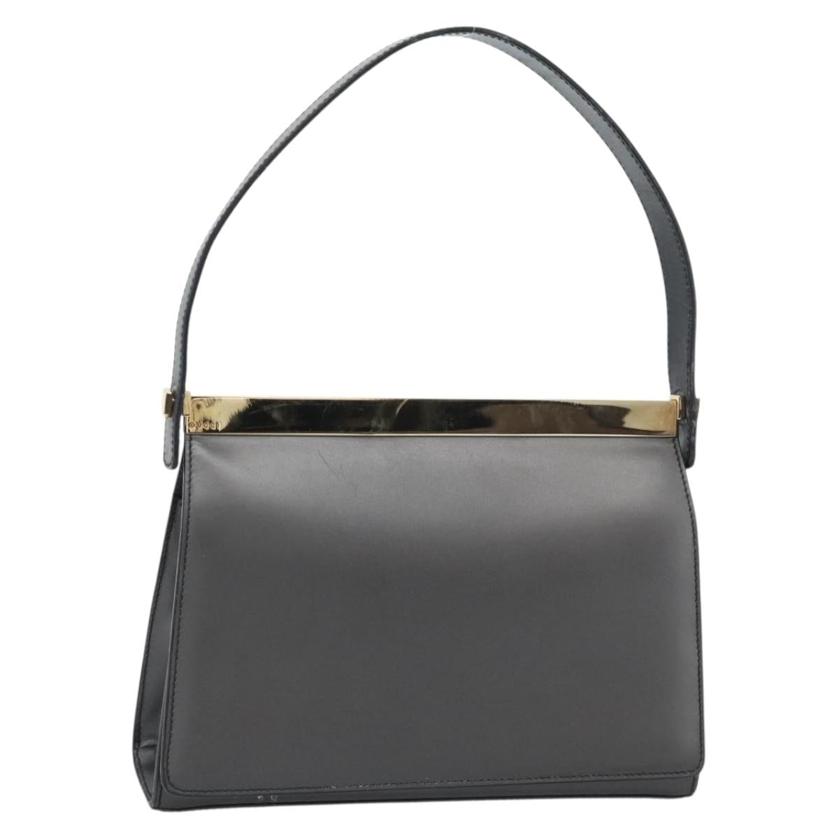 GUCCI Hand Bag Leather Gray Gold 001 2058 1928 0 Auth ep14800A