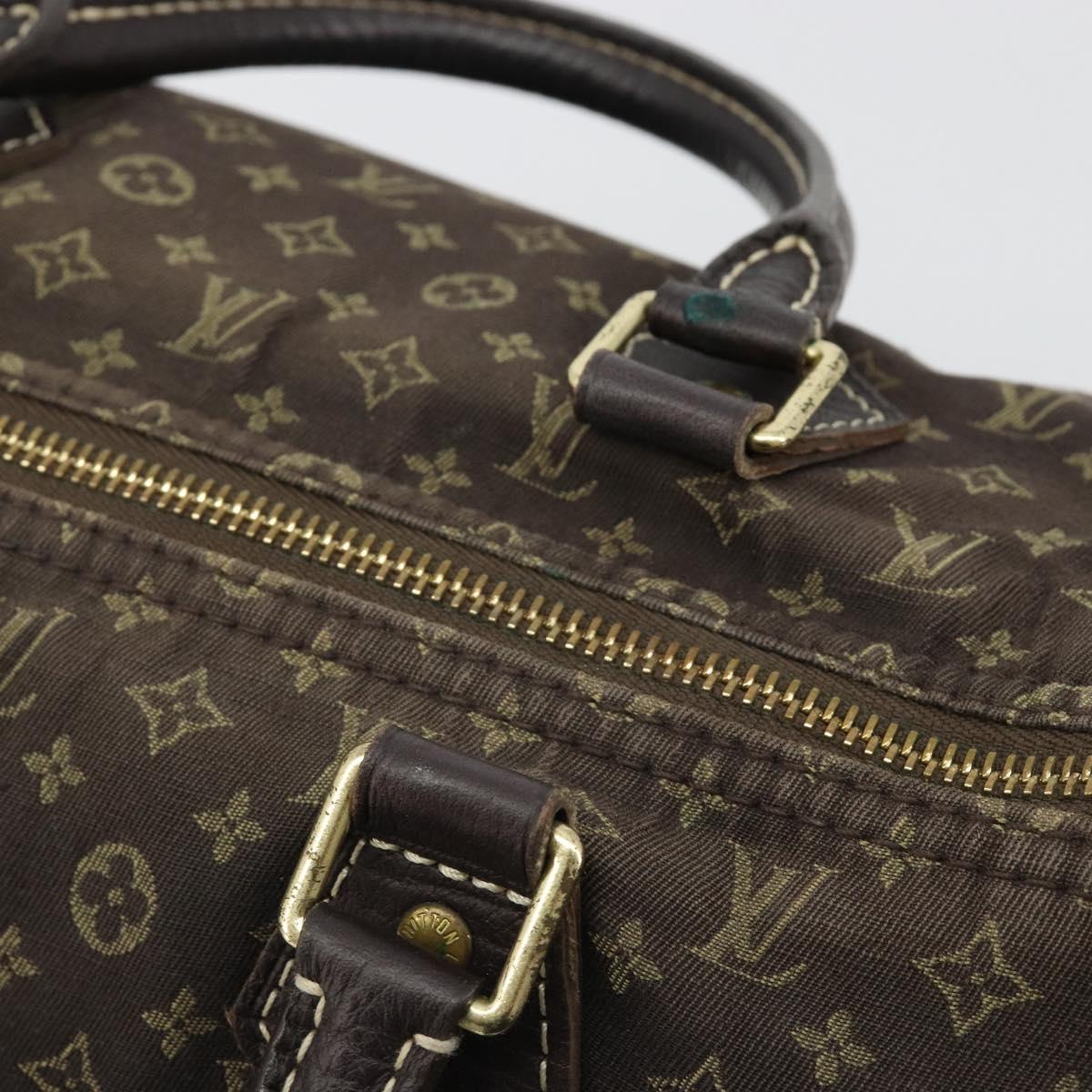 LOUIS VUITTON Monogram Mini Lin Speedy 30 Bag Brown Ebene M95224 LV Auth ep14803