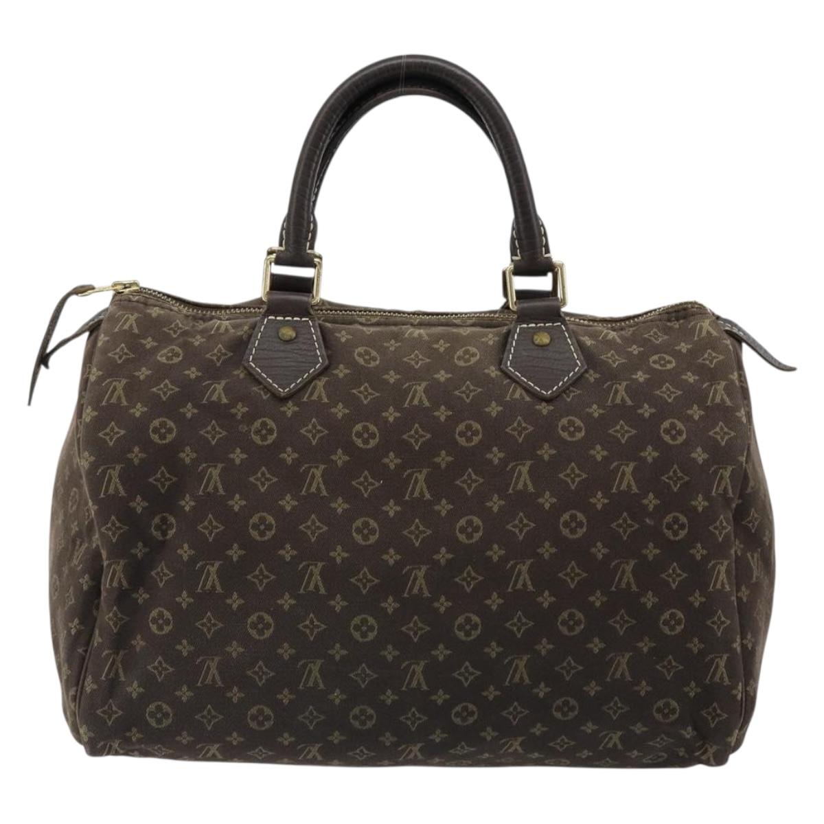 LOUIS VUITTON Monogram Mini Lin Speedy 30 Bag Brown Ebene M95224 LV Auth ep14803