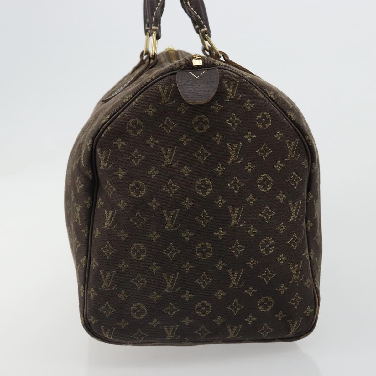LOUIS VUITTON Monogram Mini Lin Speedy 30 Bag Brown Ebene M95224 LV Auth ep14803
