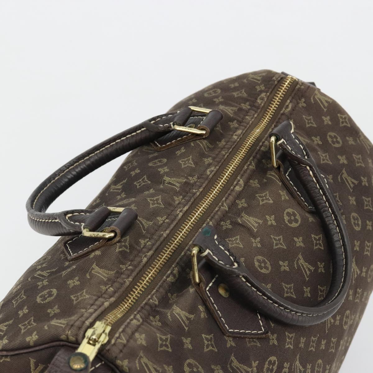 LOUIS VUITTON Monogram Mini Lin Speedy 30 Bag Brown Ebene M95224 LV Auth ep14803