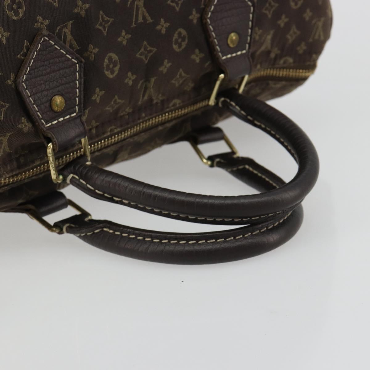 LOUIS VUITTON Monogram Mini Lin Speedy 30 Bag Brown Ebene M95224 LV Auth ep14803