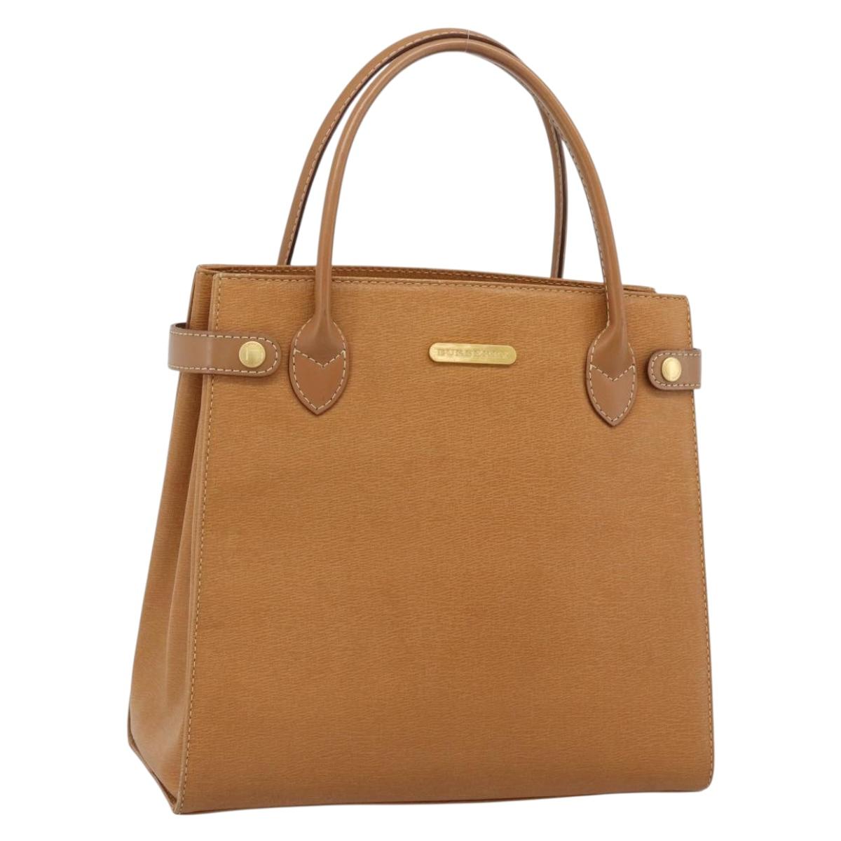 BURBERRY Hand Bag Leather Beige Gold Auth ep14806