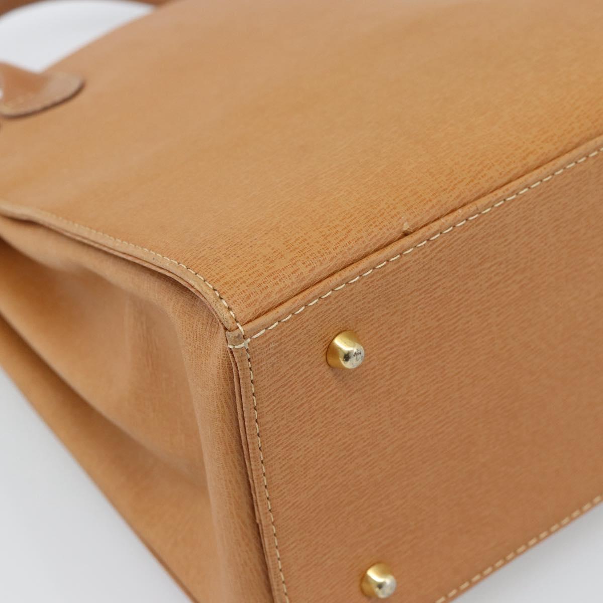 BURBERRY Hand Bag Leather Beige Gold Auth ep14806