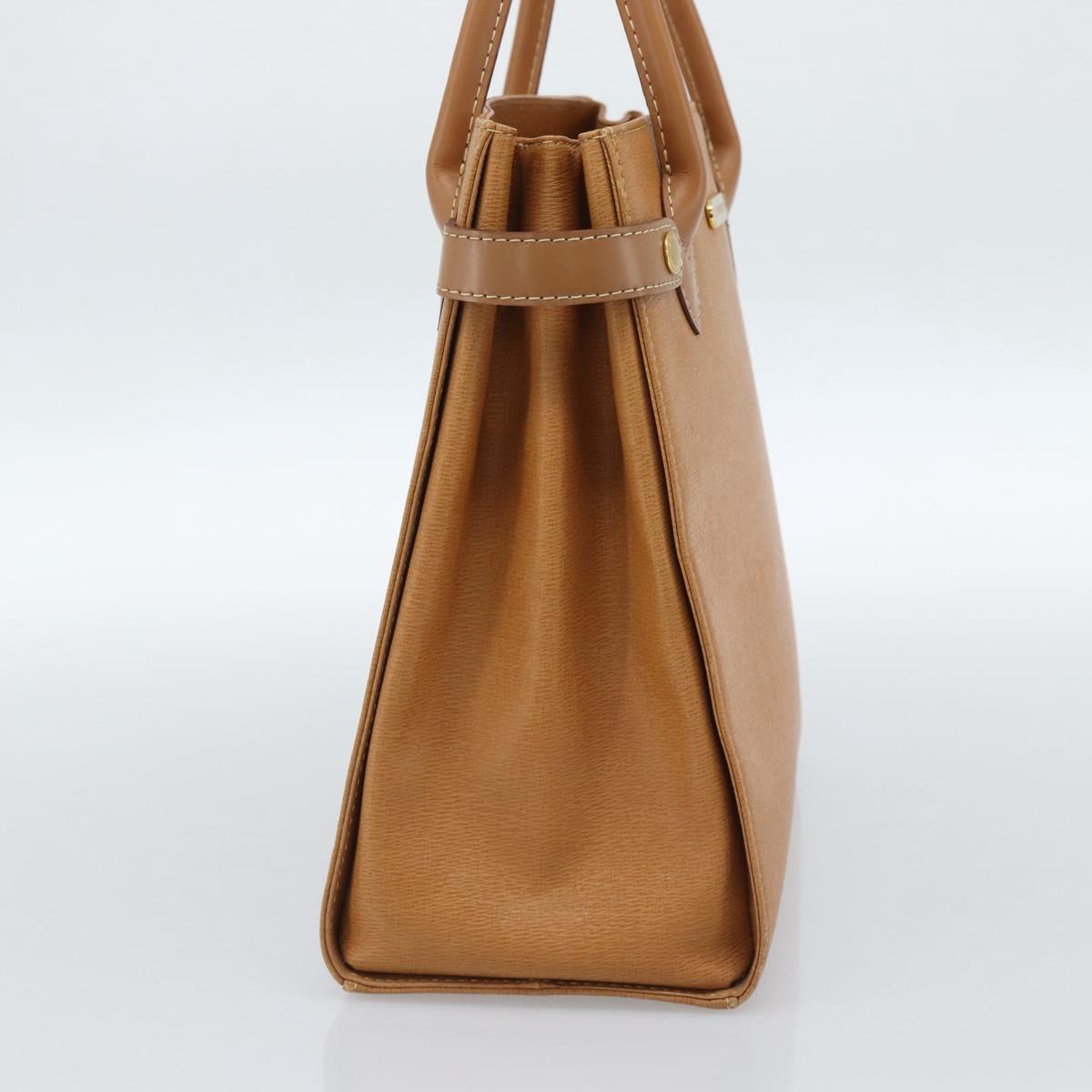 BURBERRY Hand Bag Leather Beige Gold Auth ep14806
