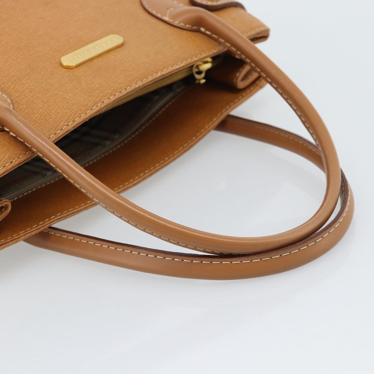 BURBERRY Hand Bag Leather Beige Gold Auth ep14806