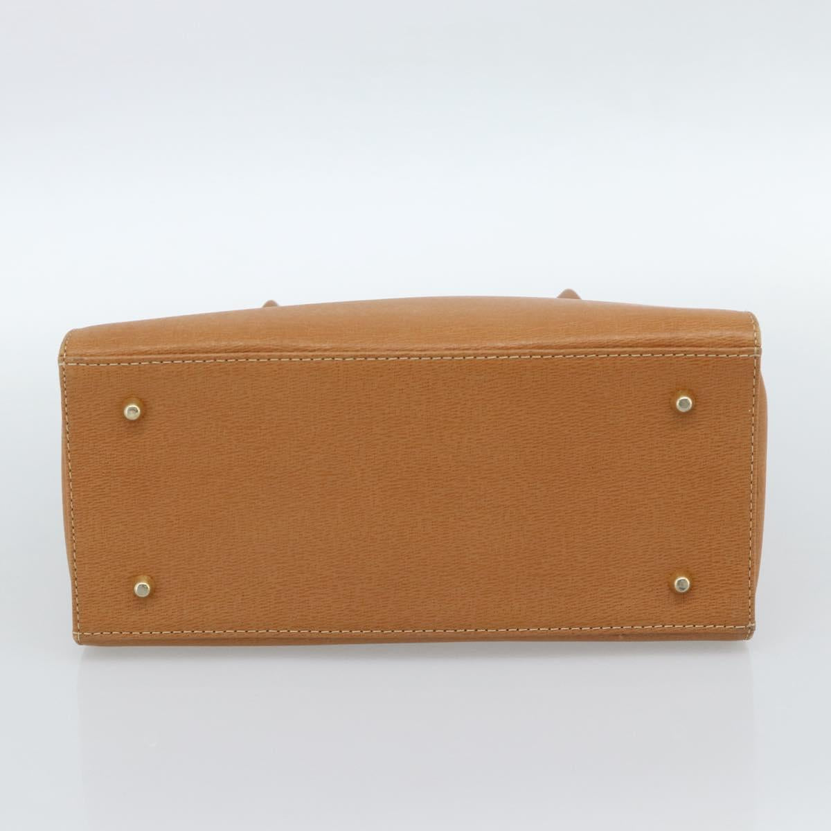 BURBERRY Hand Bag Leather Beige Gold Auth ep14806