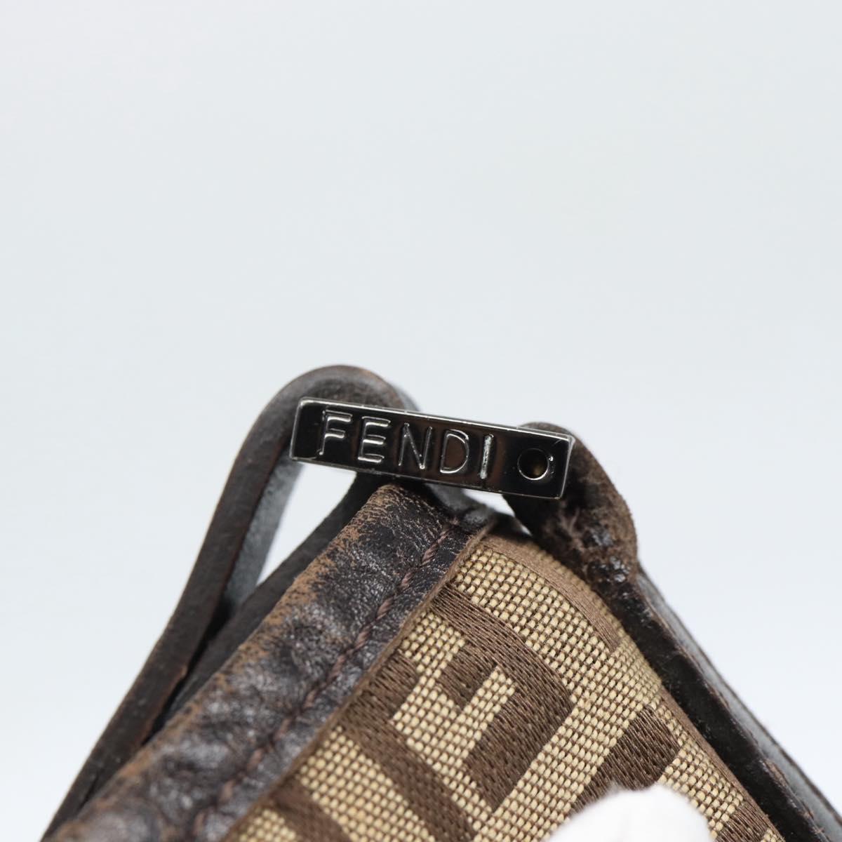 FENDI Zucchino Canvas Hand Bag Beige Silver Auth ep14812