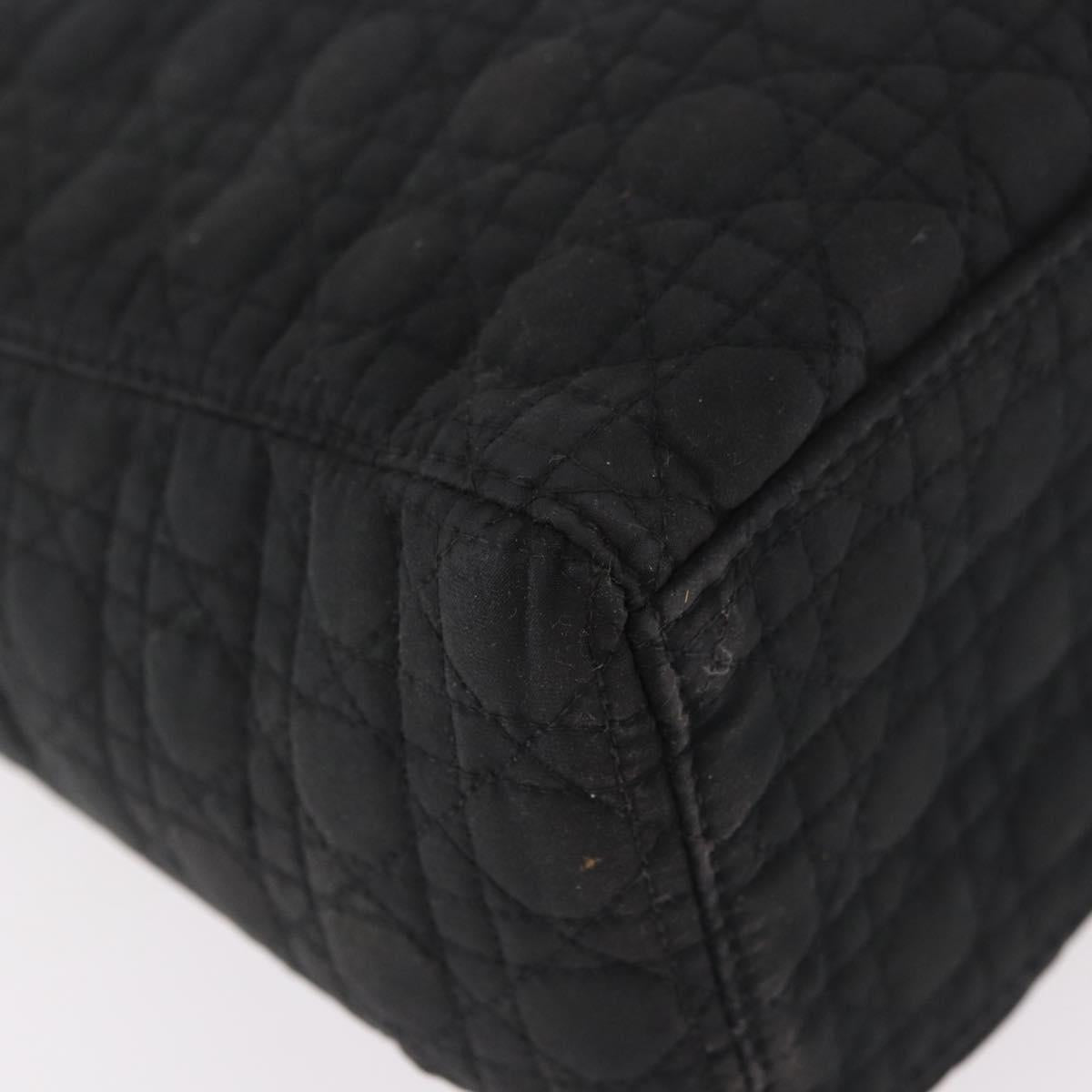 Christian Dior Lady Dior Canage Hand Bag Canvas Black Gold Auth ep14813