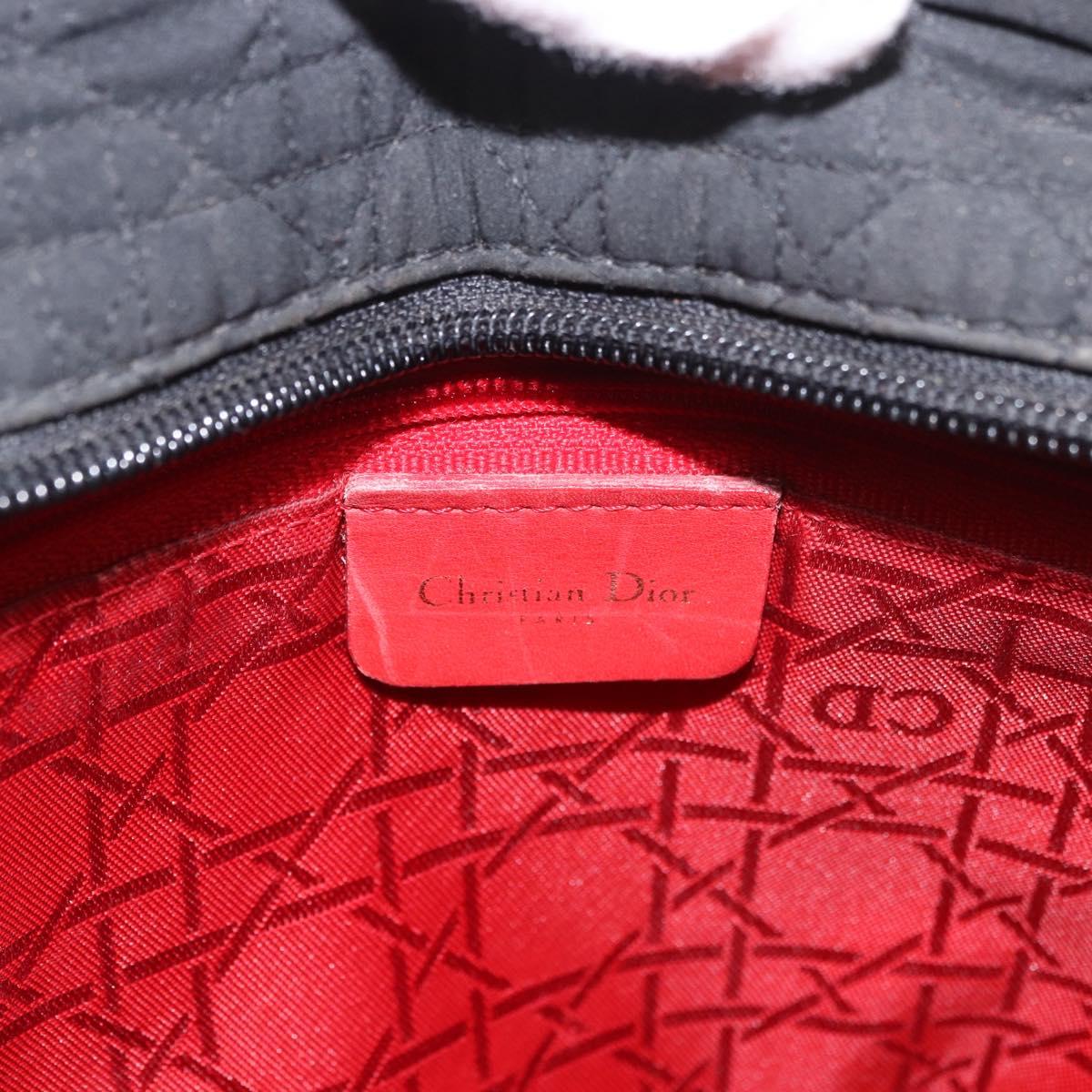 Christian Dior Lady Dior Canage Hand Bag Canvas Black Gold Auth ep14813