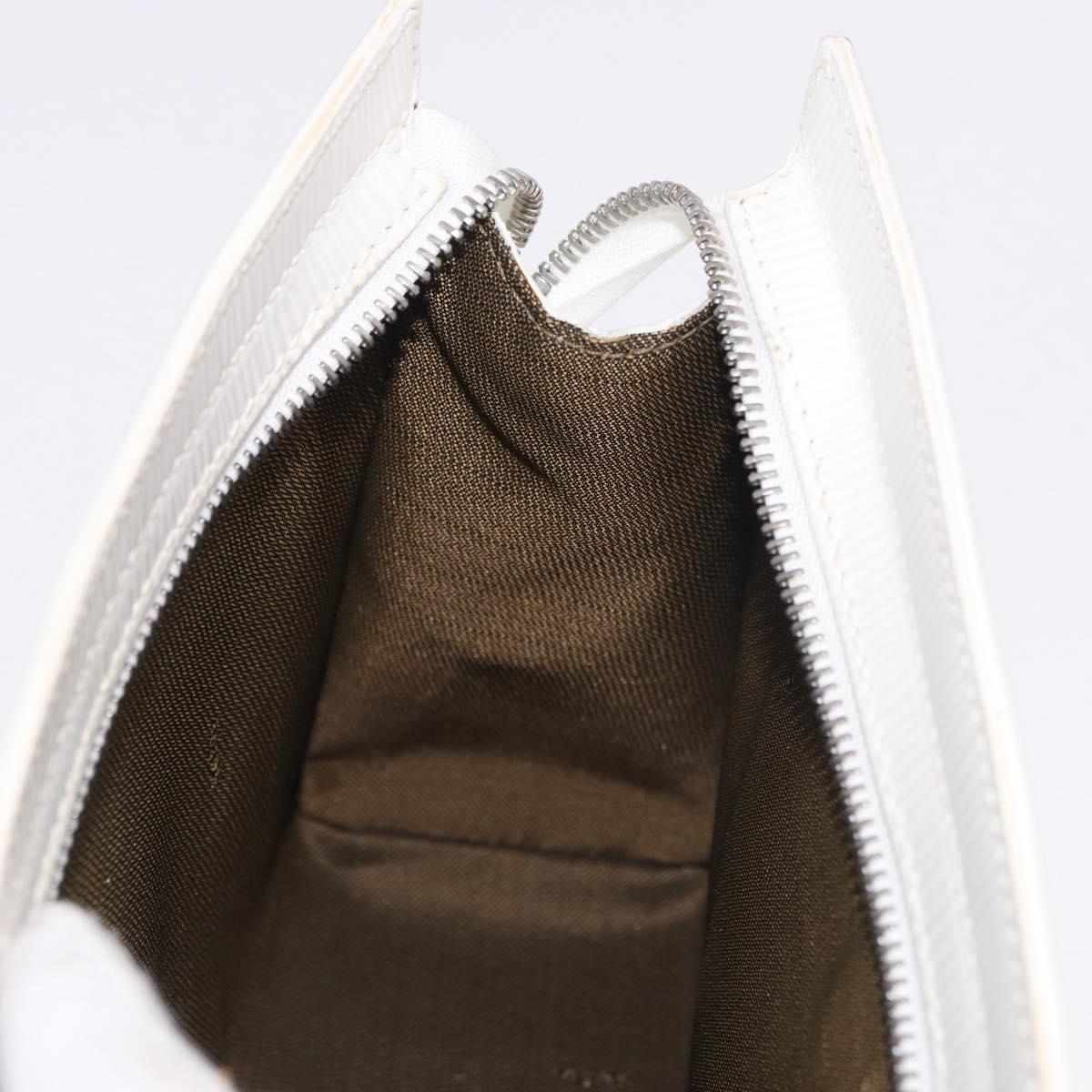 FENDI Clutch Bag Leather White Silver Auth ep14814