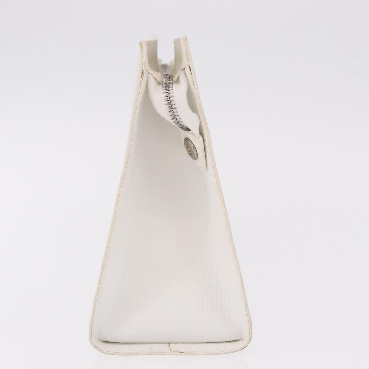 FENDI Clutch Bag Leather White Silver Auth ep14814