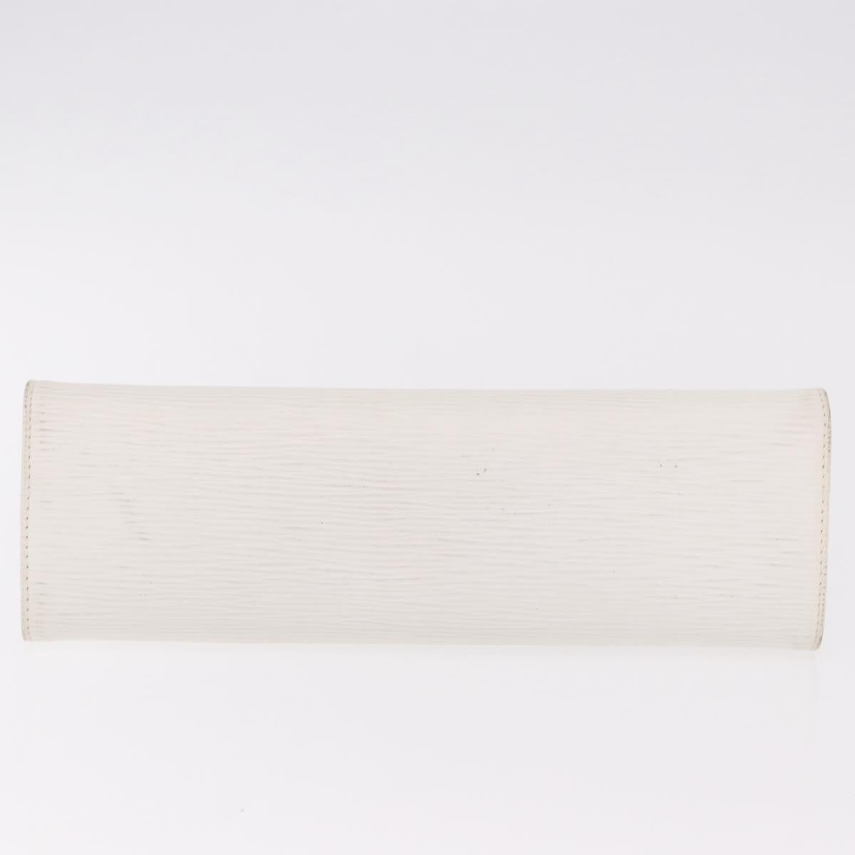 FENDI Clutch Bag Leather White Silver Auth ep14814