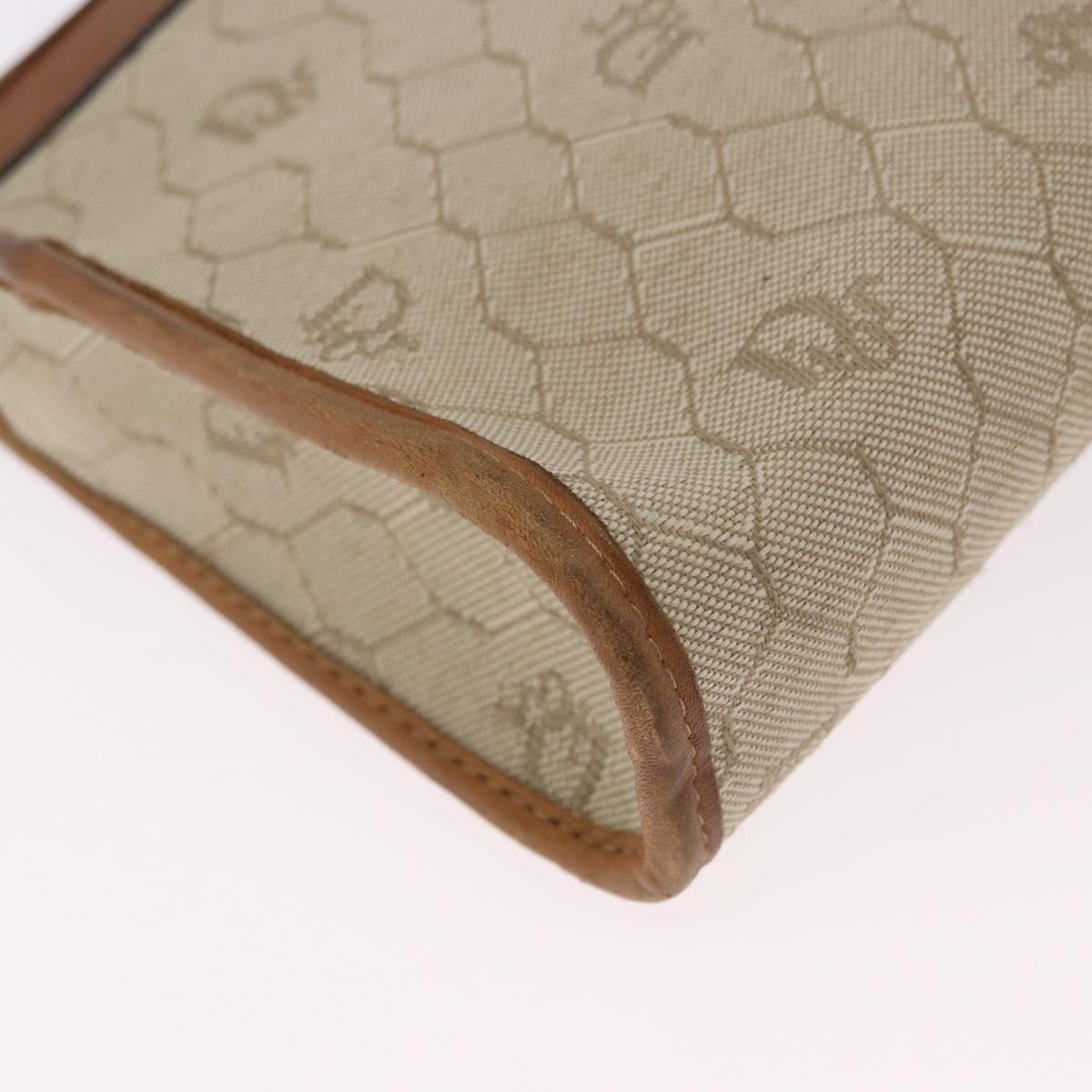 Christian Dior Honeycomb Canvas Clutch Bag PVC Beige Auth ep14816