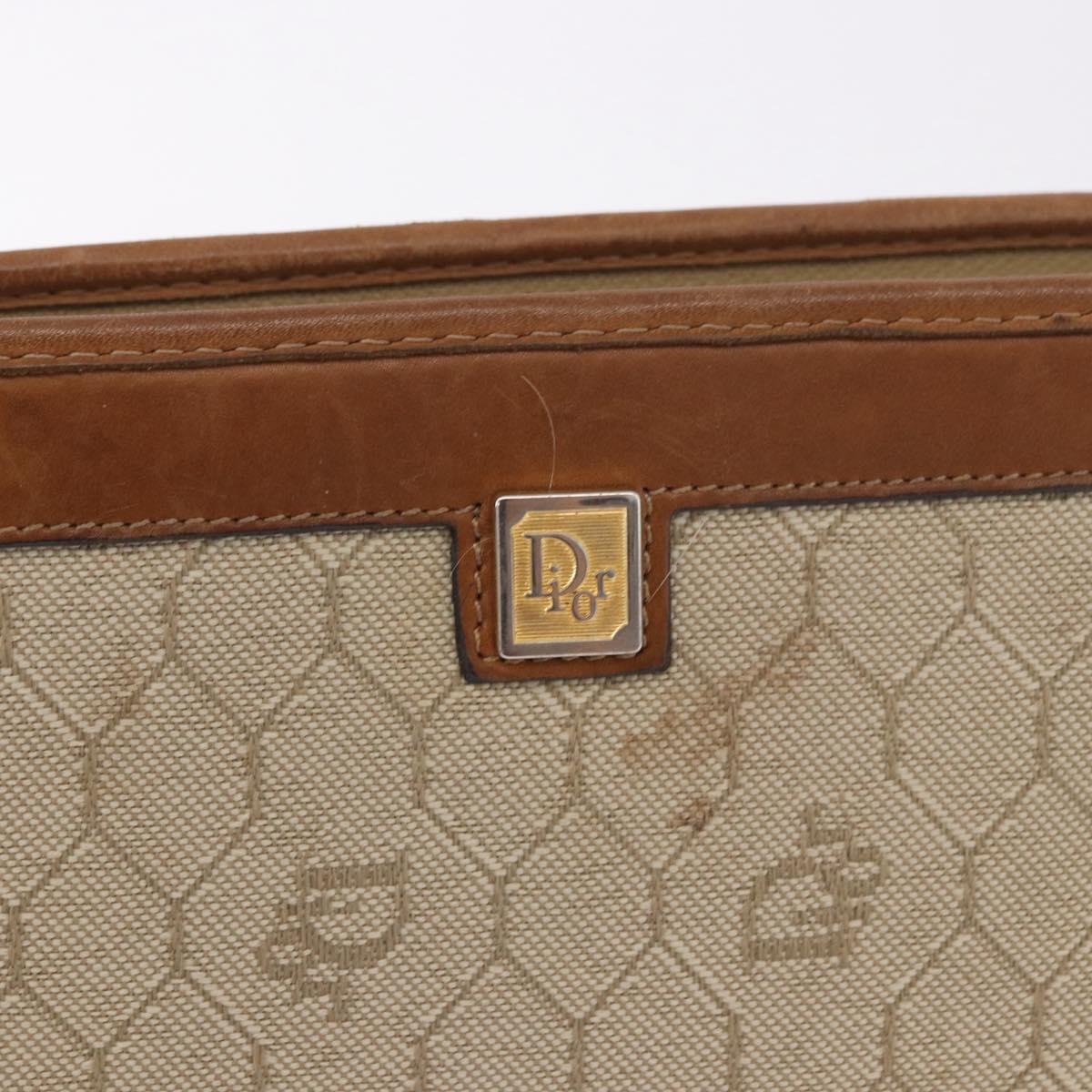 Christian Dior Honeycomb Canvas Clutch Bag PVC Beige Auth ep14816
