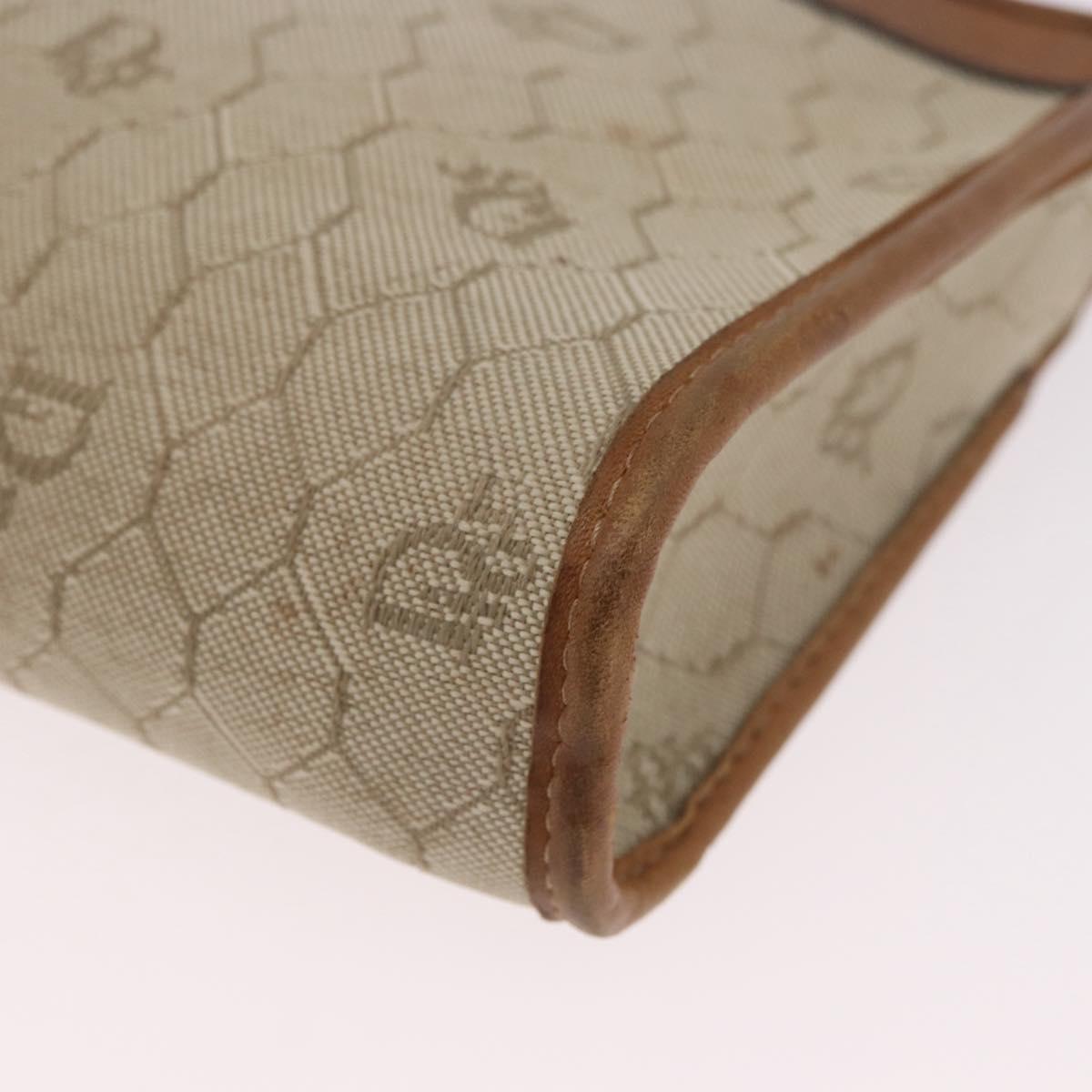 Christian Dior Honeycomb Canvas Clutch Bag PVC Beige Auth ep14816