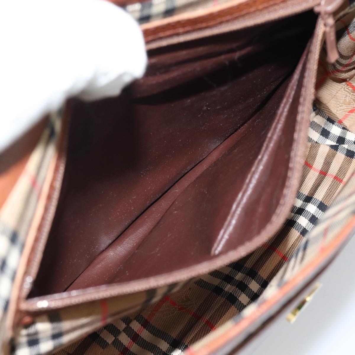 Burberrys Shoulder Bag Leather Brown Gold Auth ep14819