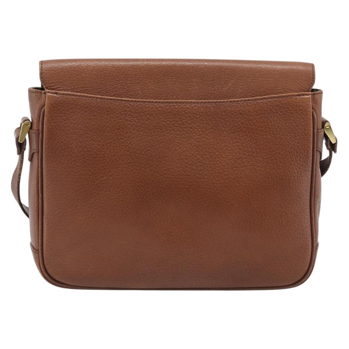 Burberrys Shoulder Bag Leather Brown Gold Auth ep14819