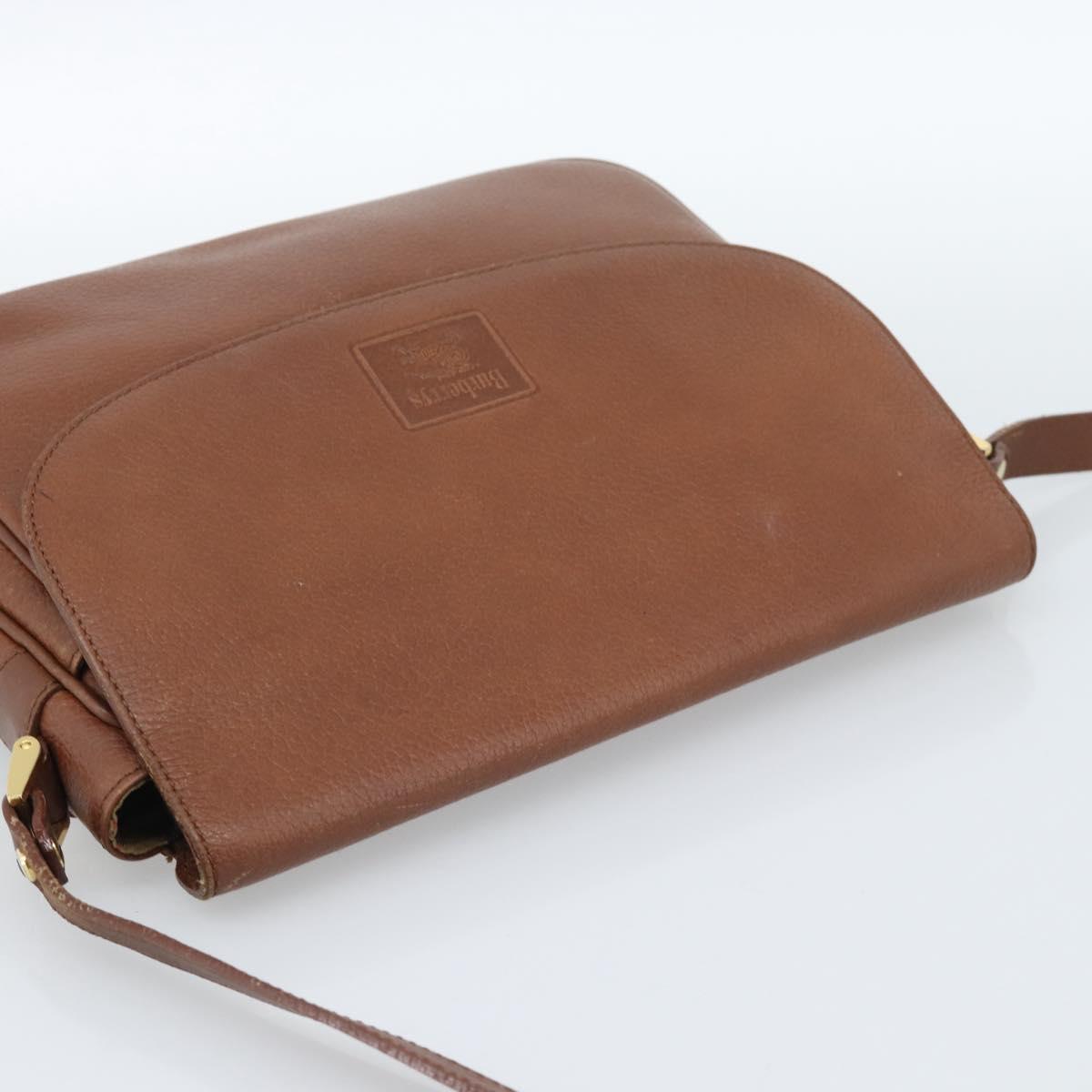 Burberrys Shoulder Bag Leather Brown Gold Auth ep14819