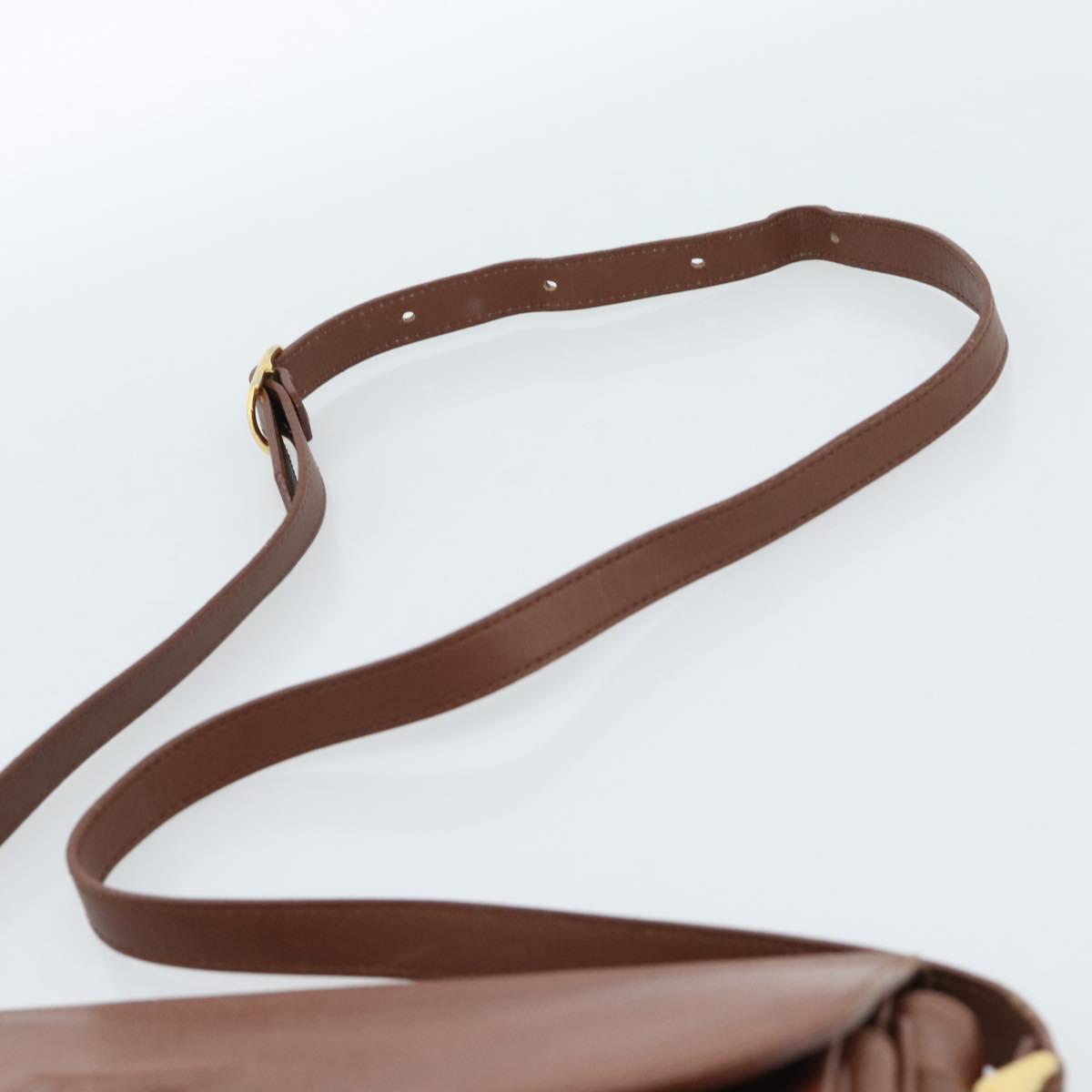 Burberrys Shoulder Bag Leather Brown Gold Auth ep14819
