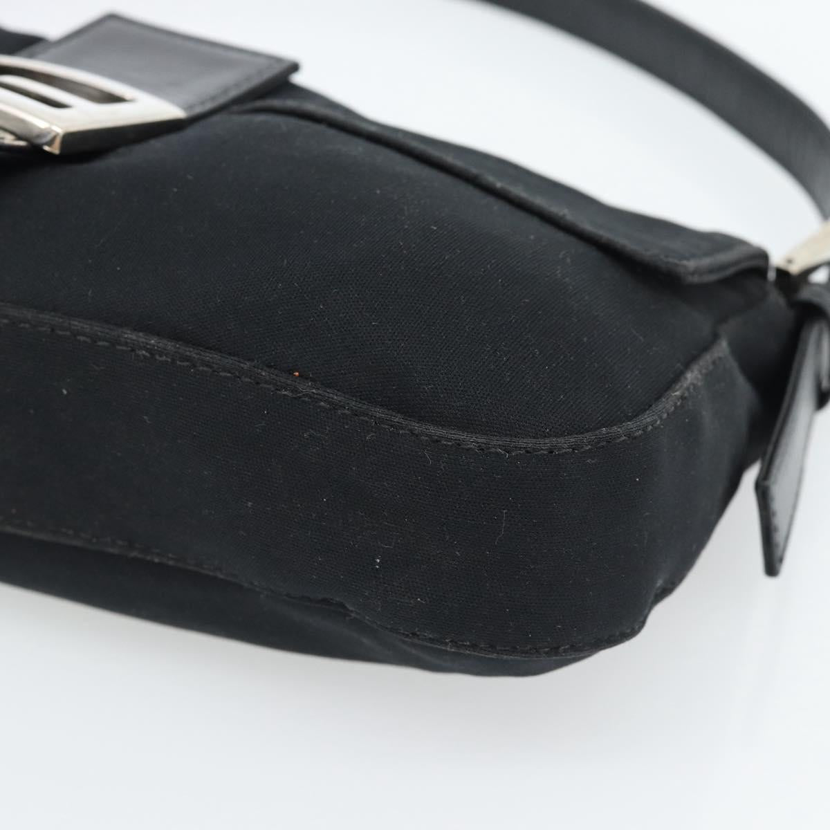 FENDI Mamma Baguette Shoulder Bag Cotton jersey Black Silver Auth ep14820