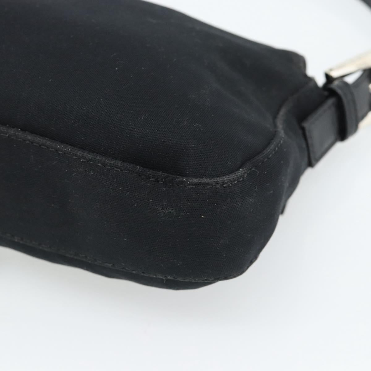 FENDI Mamma Baguette Shoulder Bag Cotton jersey Black Silver Auth ep14820