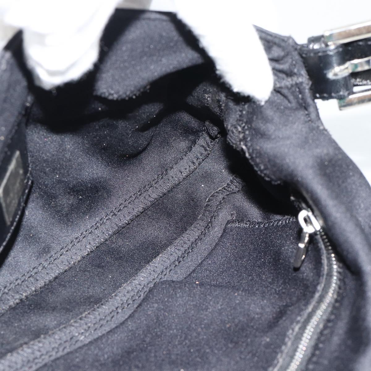 FENDI Mamma Baguette Shoulder Bag Cotton jersey Black Silver Auth ep14820