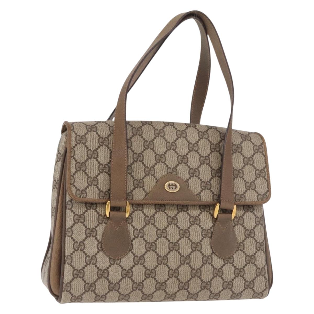 GUCCI GG Supreme Hand Bag PVC Beige Gold 116 02 080 Auth ep14821