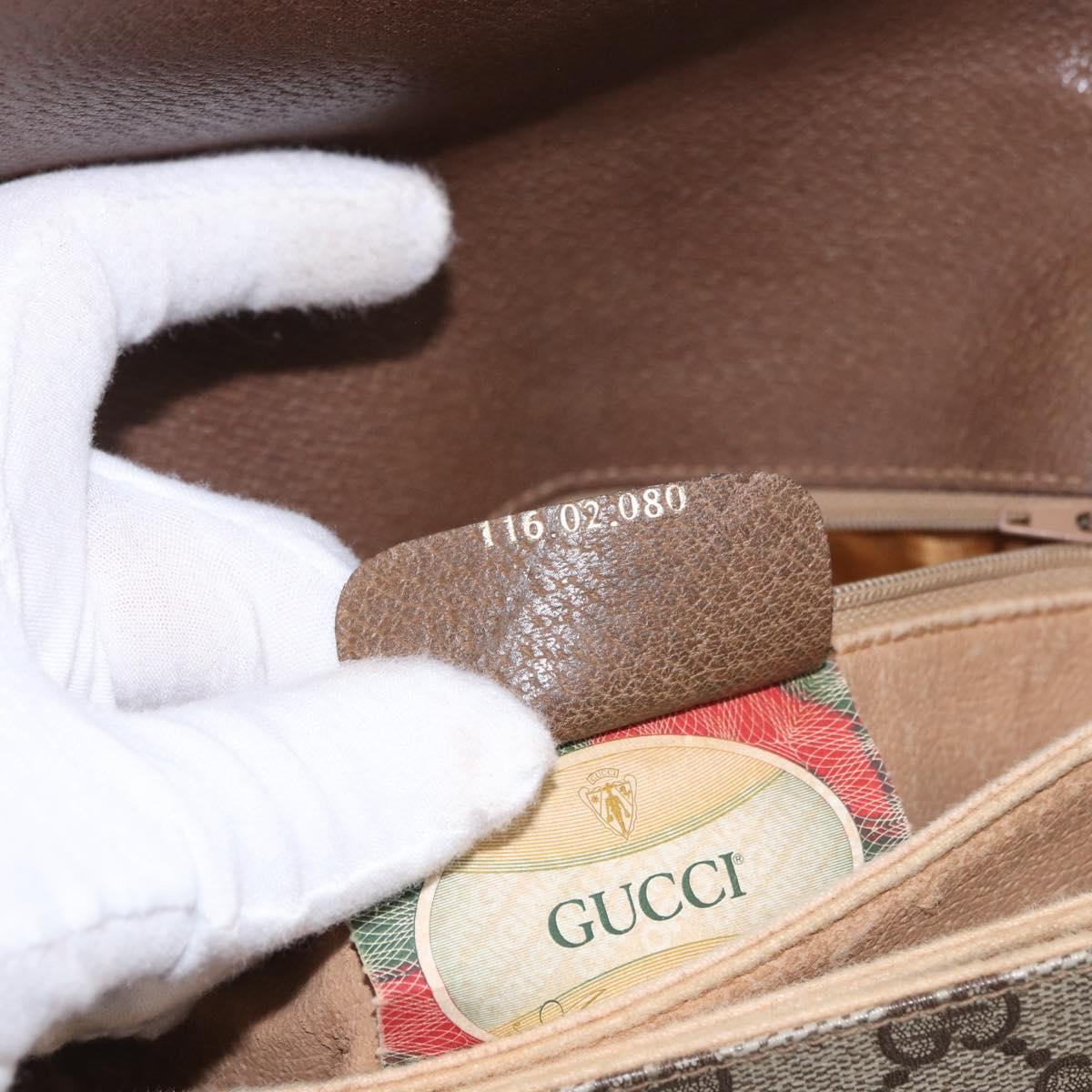 GUCCI GG Supreme Hand Bag PVC Beige Gold 116 02 080 Auth ep14821