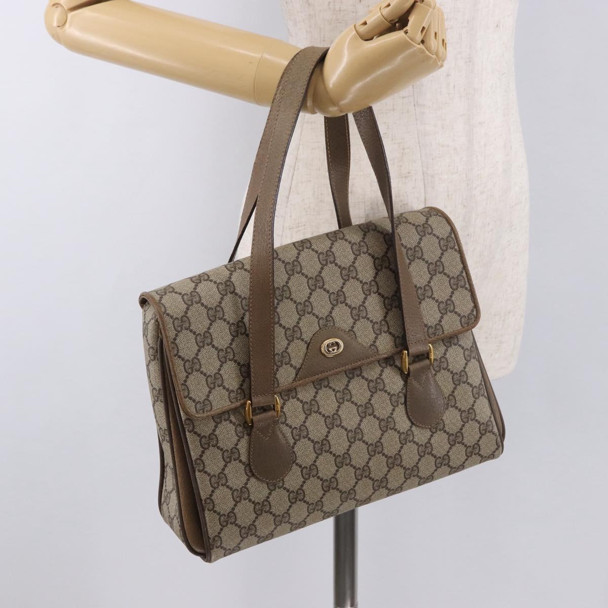 GUCCI GG Supreme Hand Bag PVC Beige Gold 116 02 080 Auth ep14821