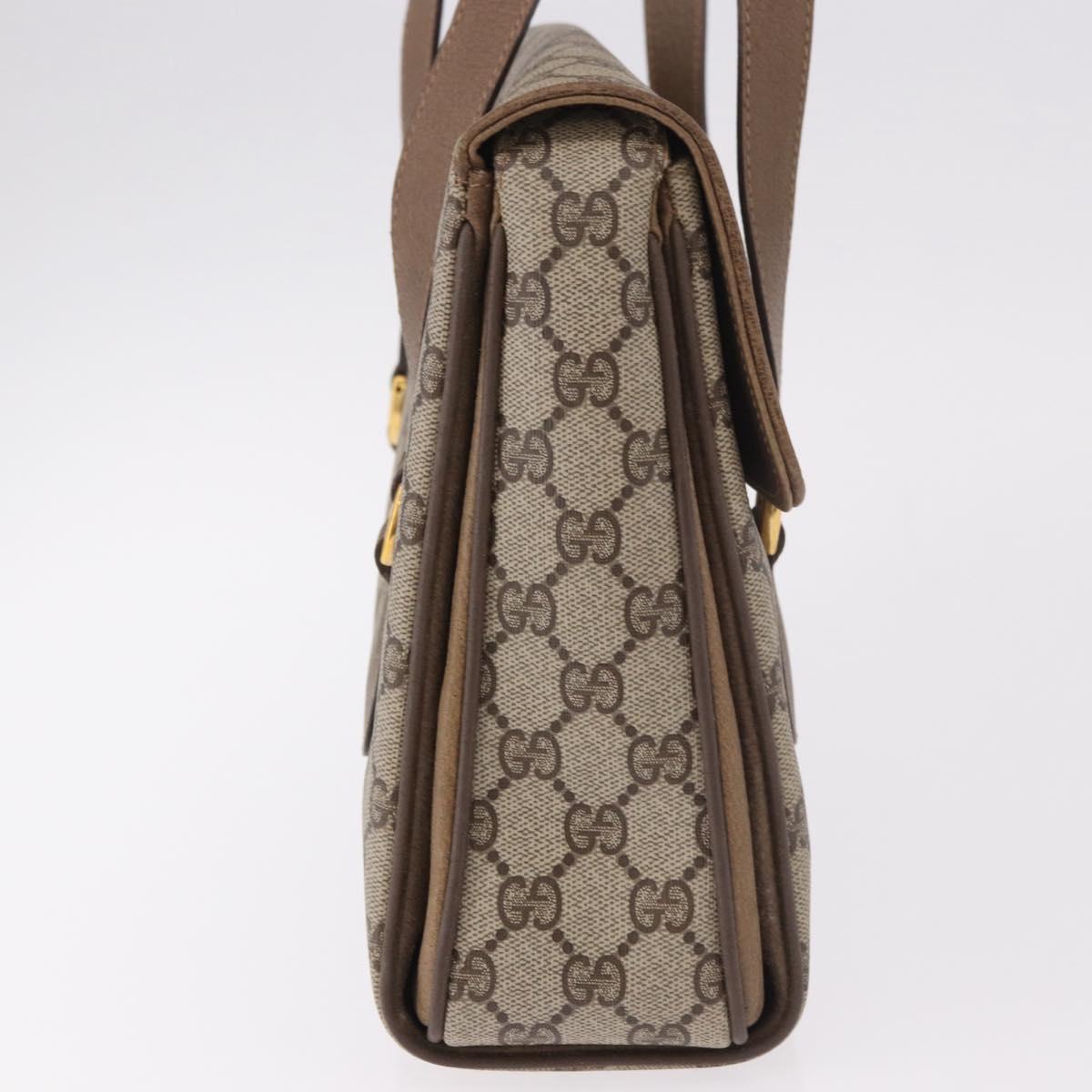 GUCCI GG Supreme Hand Bag PVC Beige Gold 116 02 080 Auth ep14821
