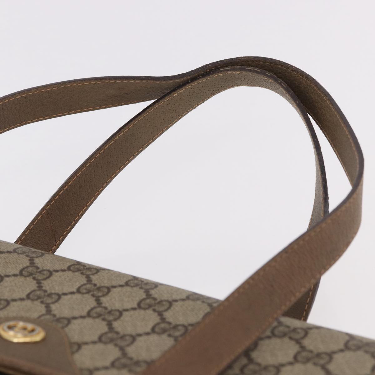 GUCCI GG Supreme Hand Bag PVC Beige Gold 116 02 080 Auth ep14821