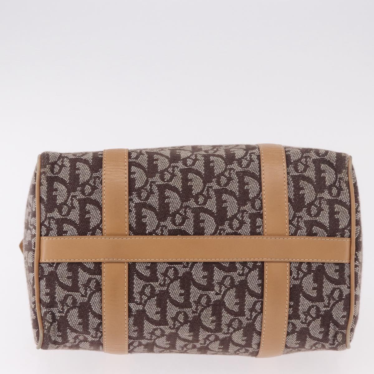 Christian Dior Trotter Canvas Boston Bag Brown Gold Auth ep14825