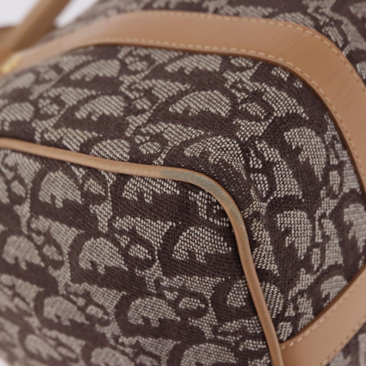 Christian Dior Trotter Canvas Boston Bag Brown Gold Auth ep14825