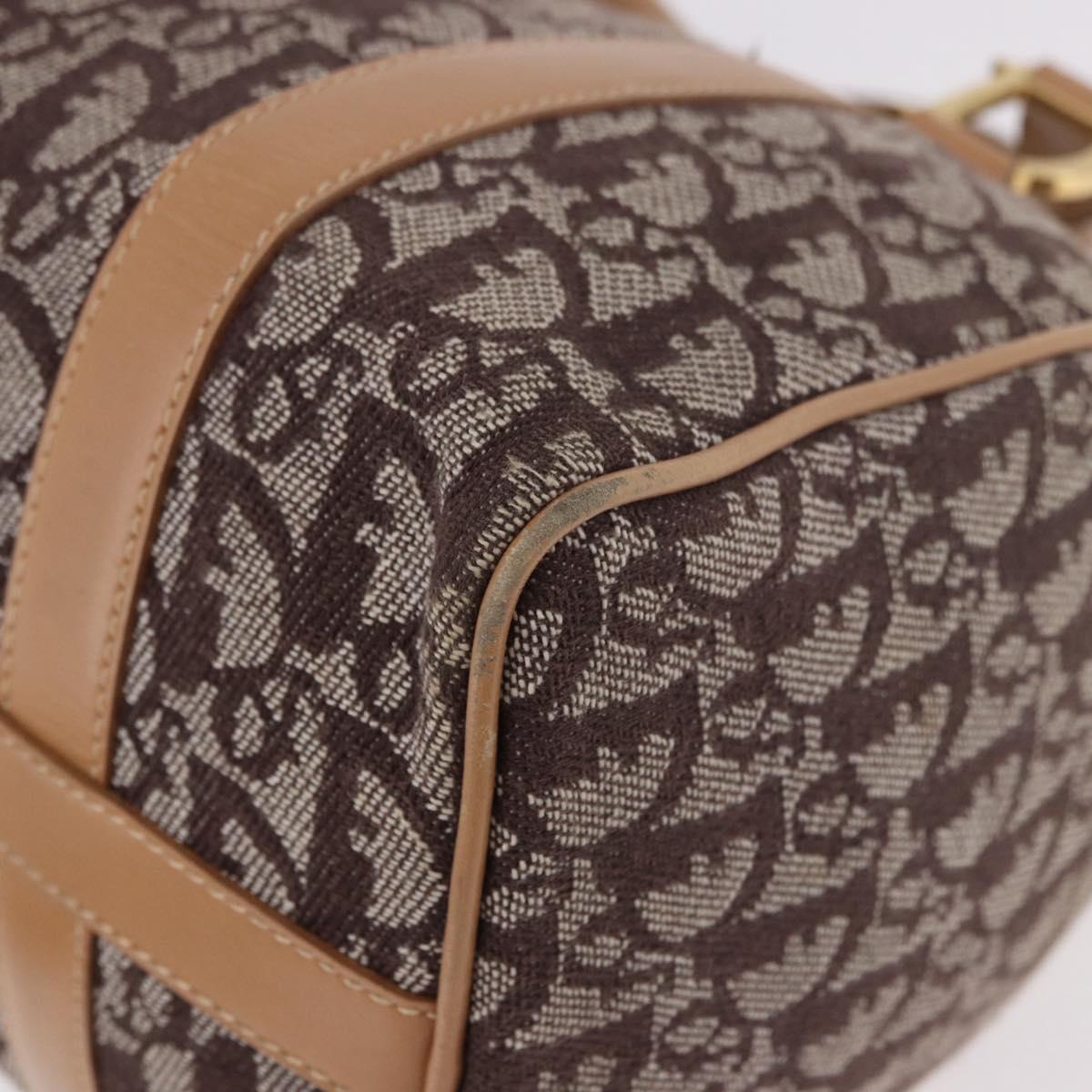 Christian Dior Trotter Canvas Boston Bag Brown Gold Auth ep14825