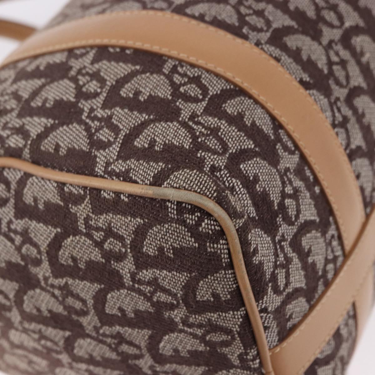 Christian Dior Trotter Canvas Boston Bag Brown Gold Auth ep14825