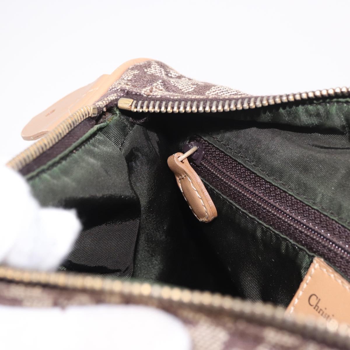 Christian Dior Trotter Canvas Boston Bag Brown Gold Auth ep14825
